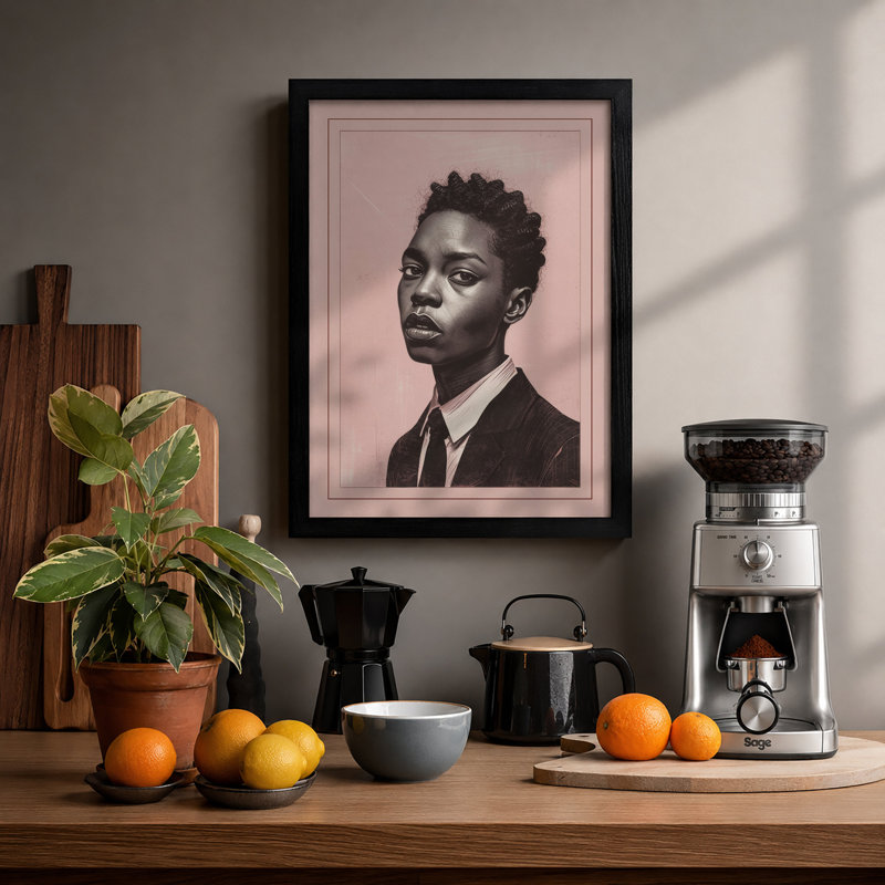 Young Man In Profile Modern - Print, A2 - 59.4 x 42.0 cm, Black