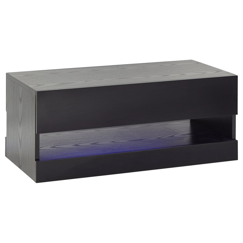 Allmon Floor Shelf Coffee Table with Storage, Black