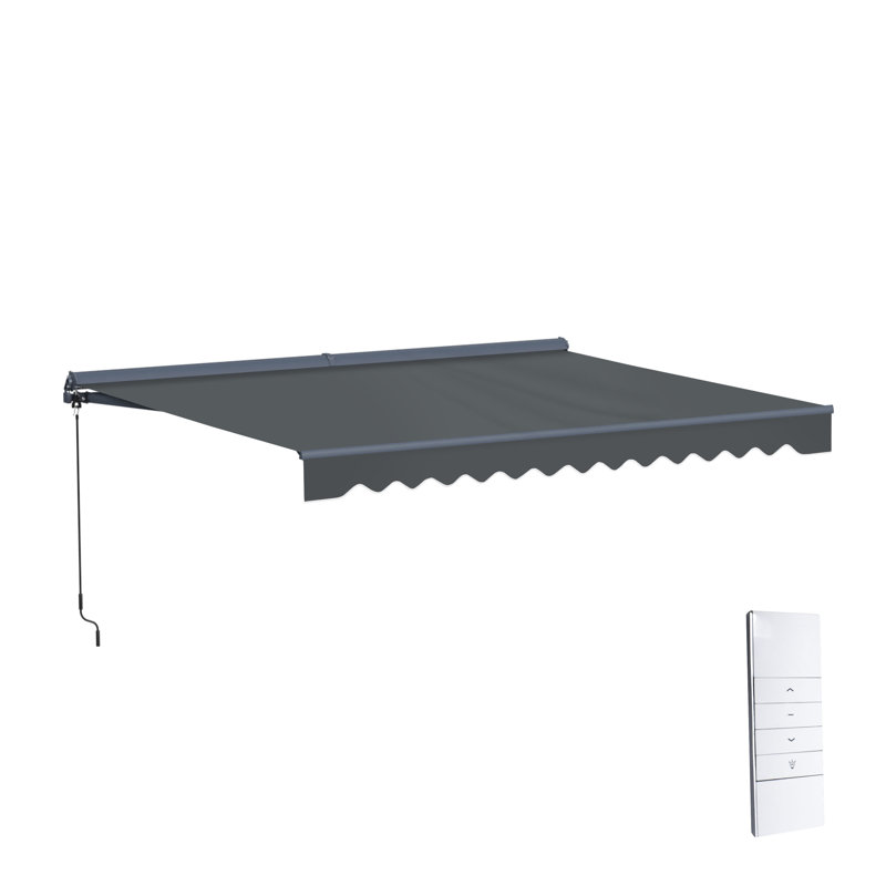 Auvent de patio semi-cassette avec lumières DEL - Collection Moroccan , l 12 pi x P 10 pi, Gris anthracite