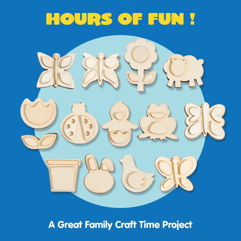 Magnet en bois 12 pièces, ensembles d'art et d'artisanat pour enfants, trousses d'artisanat en bois pour tout-petits, cadeaux de Noël