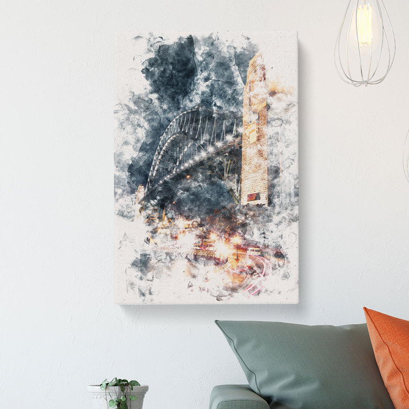 Sydney Harbour Bridge Australia Abstract - Wrapped Canvas Painting, 50cm H x 35cm W x 3cm D