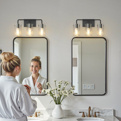 Éclairage de meuble-lavabo à intensité variable avec abat-jour en verre transparent