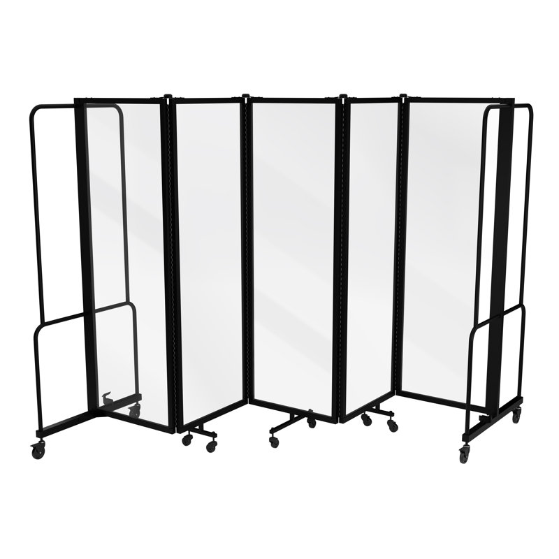 Paravent mobile de qualité supérieure en acrylique transparent Otis, cadre noir, H 72 po x l 256 po x P 0,2 po