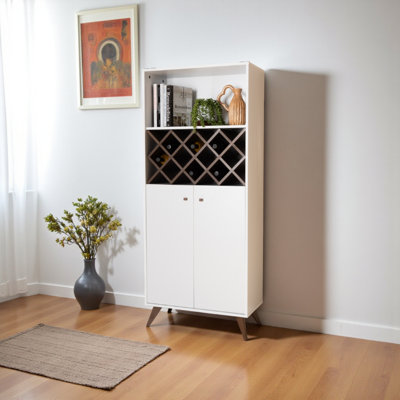 Reedley Mid-Century Modern Finished Wood Wine Bar Cabinet by George Oliver