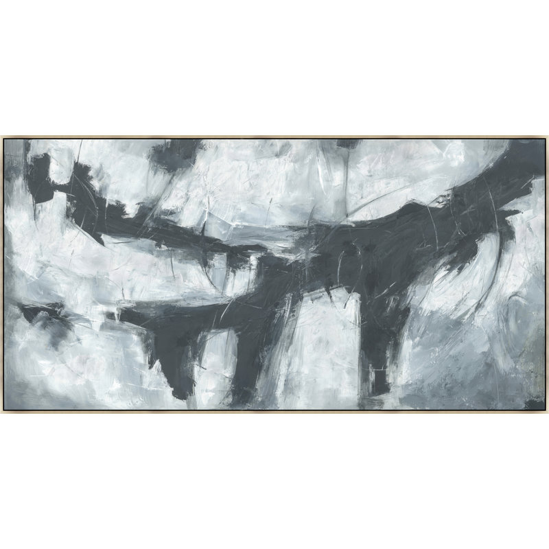 «On the Edge II» par Jacob Lincoln, peinture sur toile à cadre flottant, H 41,5 po x l 81,5 po x P 1,5 po, Image gel brossé