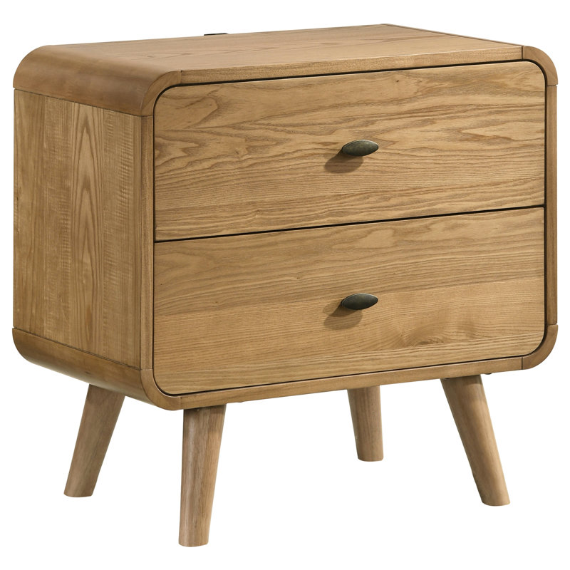 2 tables de chevet avec finition en bois de frêne et rebords arrondis pour chambre double
