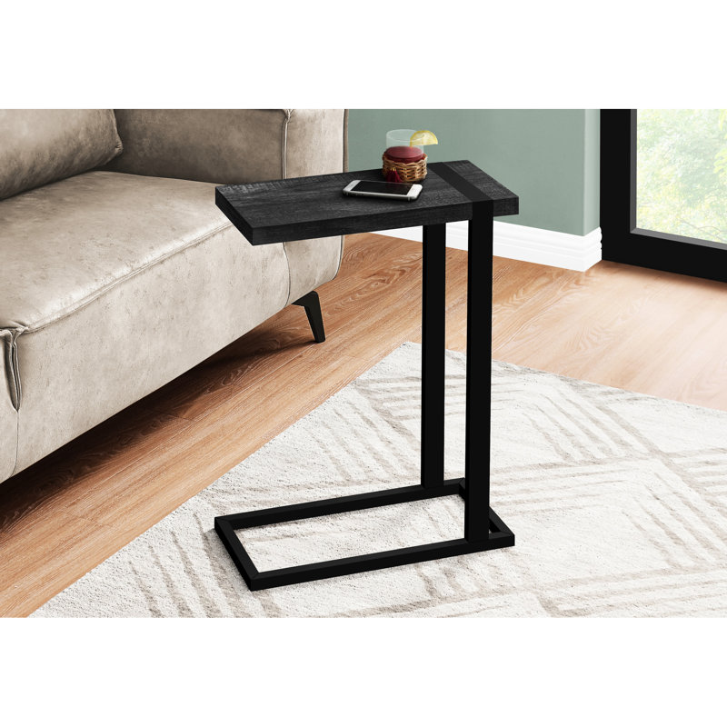 Table de bout en stratifié noir pour chambre à coucher, cadre en métal côté salon moderne,