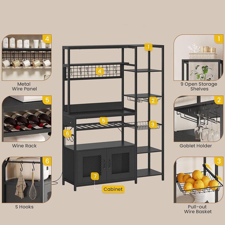 47.2'' Metal Baker's Rack with Microwave Compatibility