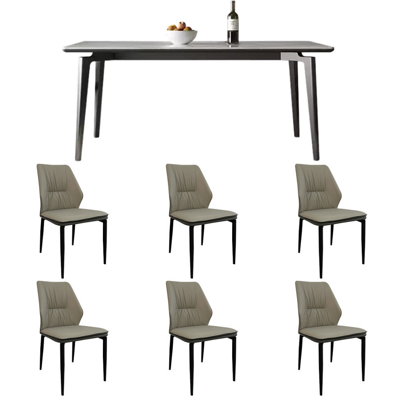 Home modern rectangular dining table and chairs, 29.5"H x 70.8"L x 35.4"W