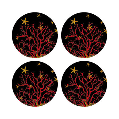 Coral Reef Vegan Leather Round Coasters
