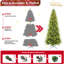 Arbre de Noël mince de 7 pi avec 400 lumières DEL chaudes - 1180 pointes en PE + PVC, conception à charnières peu encombrante, installation facile, support en métal robuste - arbre à crayons réaliste pour les petits espaces