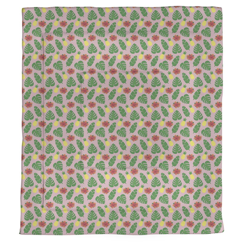 Édredon simple réversible Katelyn Elizabeth, Édredon très grand, Rose / vert / rouge