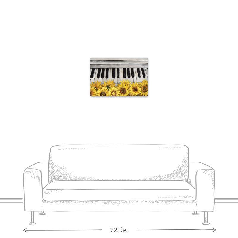 Musique et tournesols sur toile, H 16 po x l 24 po x P 1,25 po, Sans cadre
