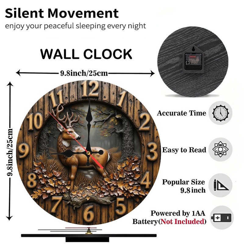 Horloge murale en bois de cerf
