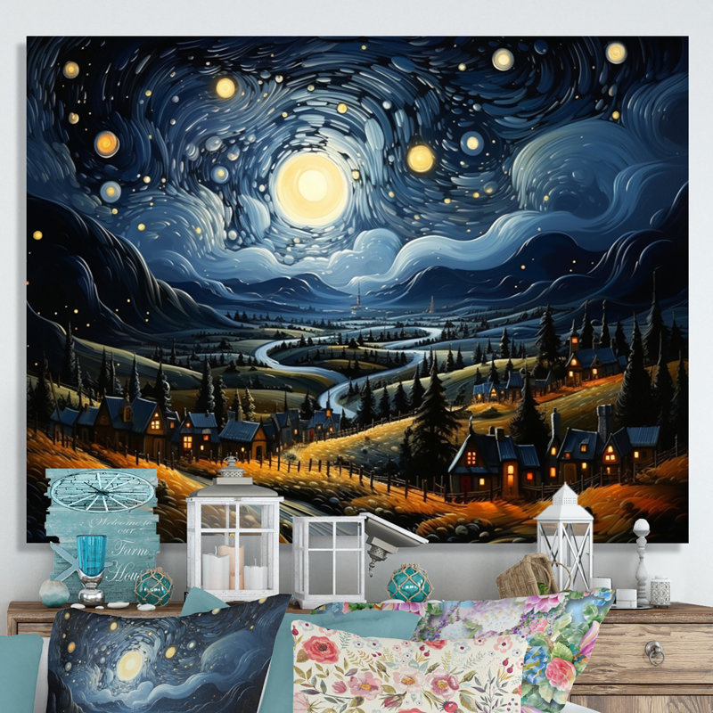 «Countryside Starry Countryside Night I» sur toile, Toile tendue, H 30 po x l 40 po x P 1,5 po