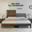 Base de lit plateforme en bois massif Bilal avec tête de lit 48,6 po, brun-726222998-726222994