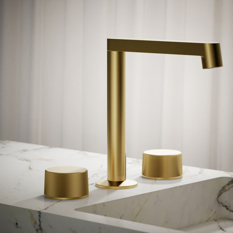 Components™ Bathroom Sink Handles with Oyl Design, Vibrant Brushed Moderne Brass