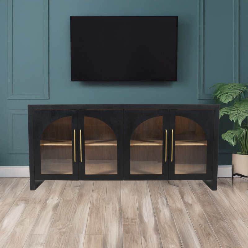 Armoire de rangement Coady, Noir, H 32 po x l 70 po x P 18 po