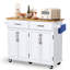 Chariot pour îlot de cuisine sur roulettes avec tiroirs de rangement et armoires, chariot de cuisine avec comptoir en bois d'hévéa-303154478