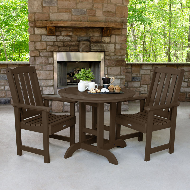 Arbnora 2 - Person Patio Dining Set with Round Table, Weathered Acorn
