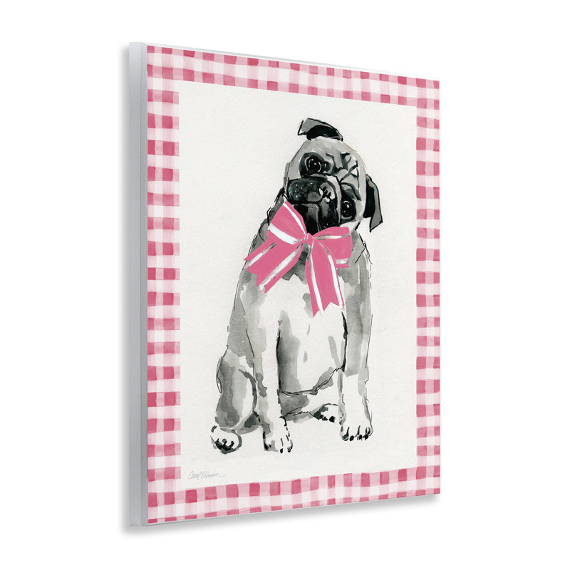  Pug with Plaid Border Wall Plaque Art by Carol Robinson