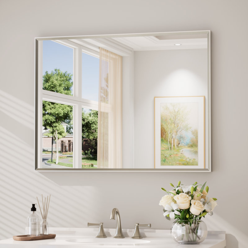 Aluminium Mirror, 101.6cm x 76.2cm, Rectangle, Brushed Nickel