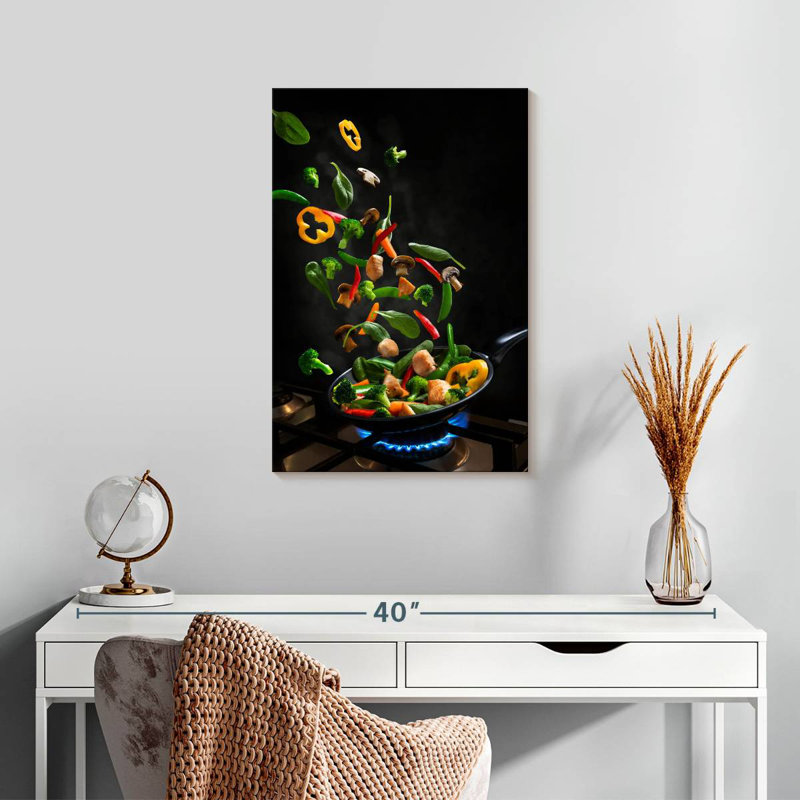 Yarlin Flying Stir-Fried Vegetables, 24" H x 16" W