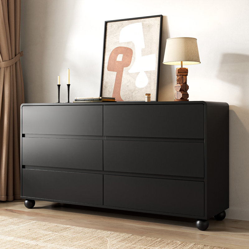 6-Drawer Dresser, 55.1"W, Black