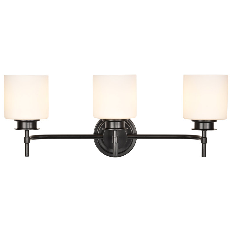 Grissel - 3 Light Vanity - Gun Metal with Satin White Glass