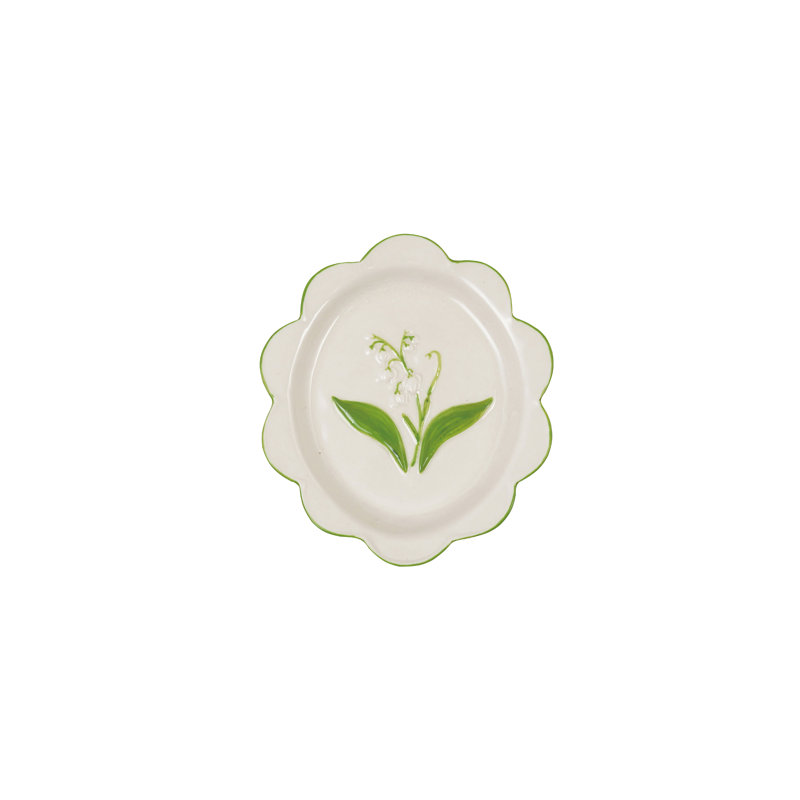 Hand-Painted Scalloped Stoneware Plate