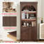 Armoire de rangement en bois avec design arqué, vitrine avec éclairage DEL, grande capacité et surface imperméable-121515904