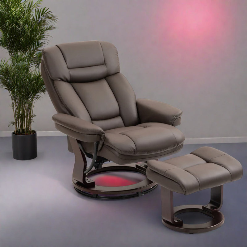 Fauteuil inclinable pivotant confortable avec repose-pieds, cuir synthétique, style moderne pour la maison