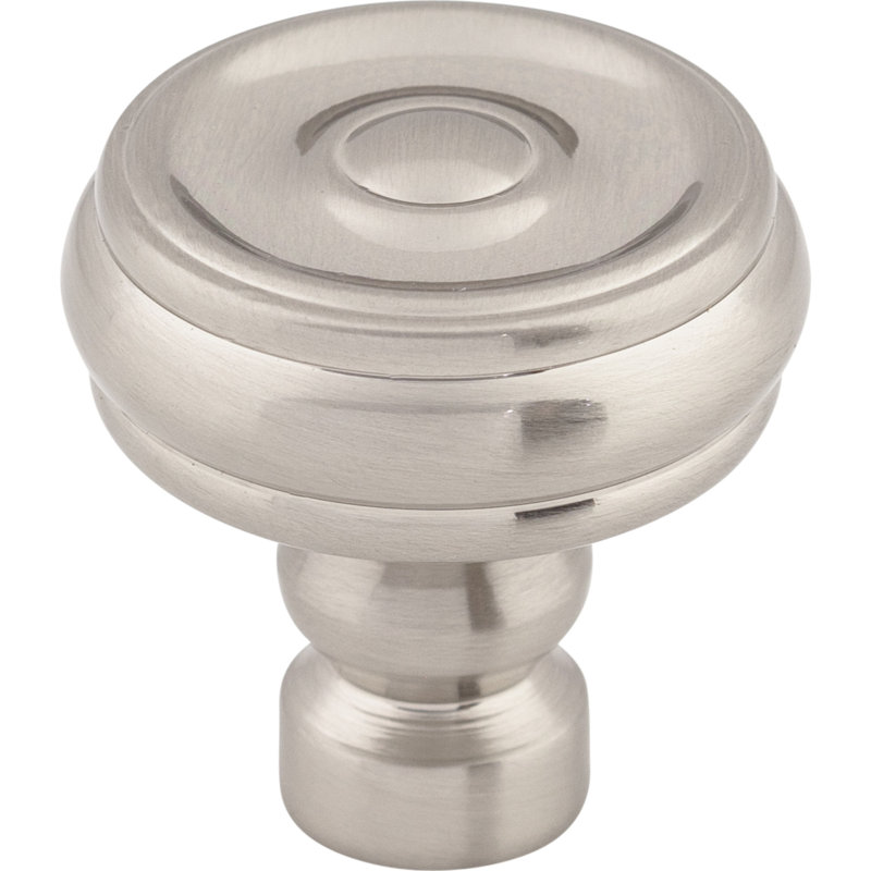 Brixton Button 1 1/4" Diameter Round Knob, Brushed Satin Nickel