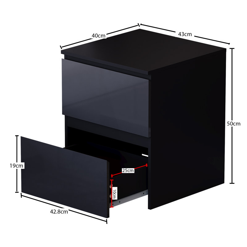 3 Piece Bedroom Set (2 Drawer Bedside Chest, 6 Drawer Chest, 2 Door 2 Drawer Wardrobe), (100% FSC), Black