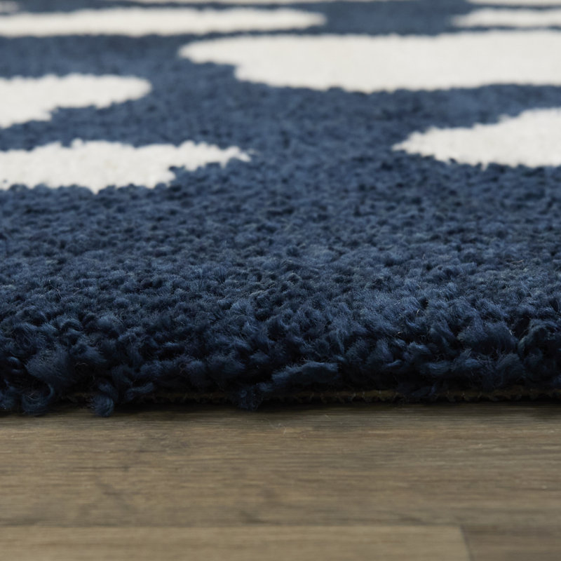 Tapis à poils longs Primland, Marine, Rectangle 5 pi 3 po x 7 pi