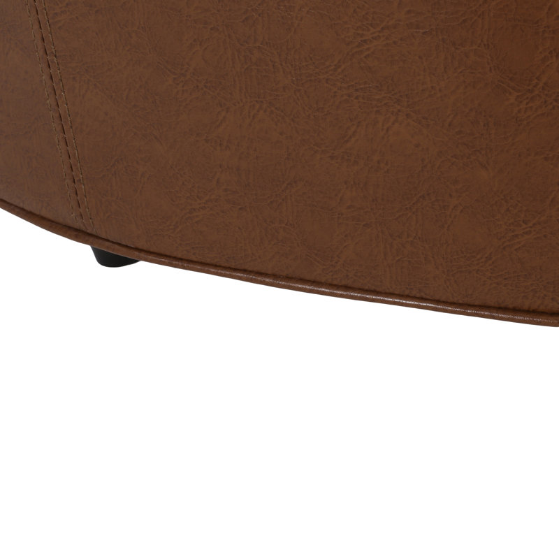 Grand repose-pieds en simili cuir Avdi, Cognac