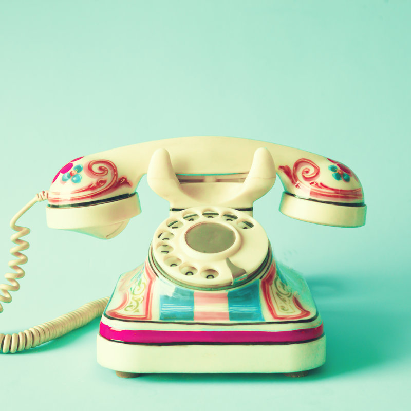 Hand-Painted Telephone by Andreka - Wrapped Canvas Print, 91cm H x 91cm W