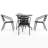 Amlie 31.5" Round Glass Metal Table with 4 Metal Aluminum Slat Stack Chairs-1277366511