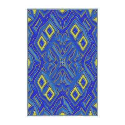 Tapis bleu/jaune à motifs