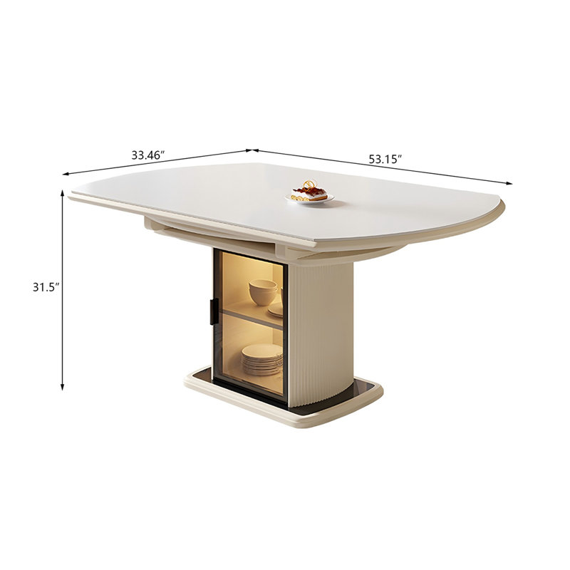 Table de salle à manger en bois d'hévéa massif fritté en bois massif, H 31,5 po x L 53,15 po x l 33,46 po