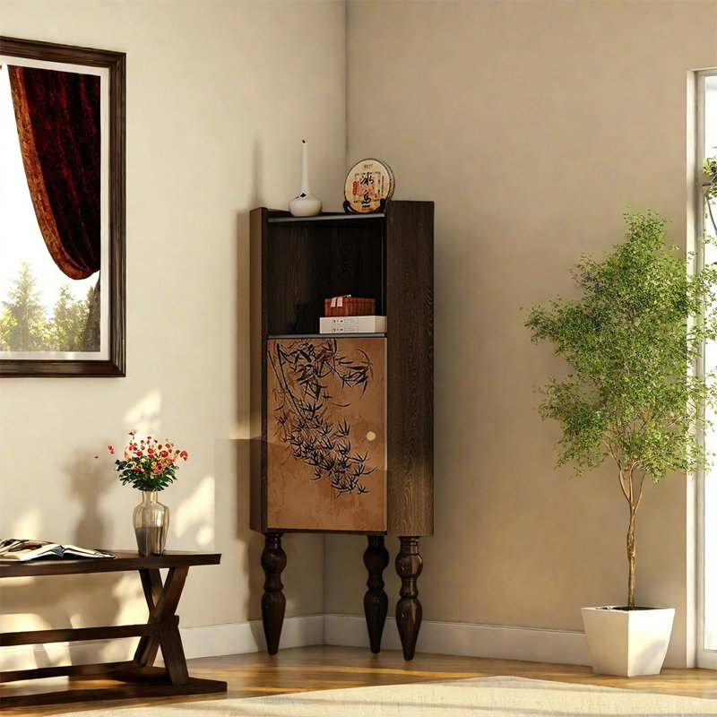 Ash Wood Single Door Decorative Cabinet