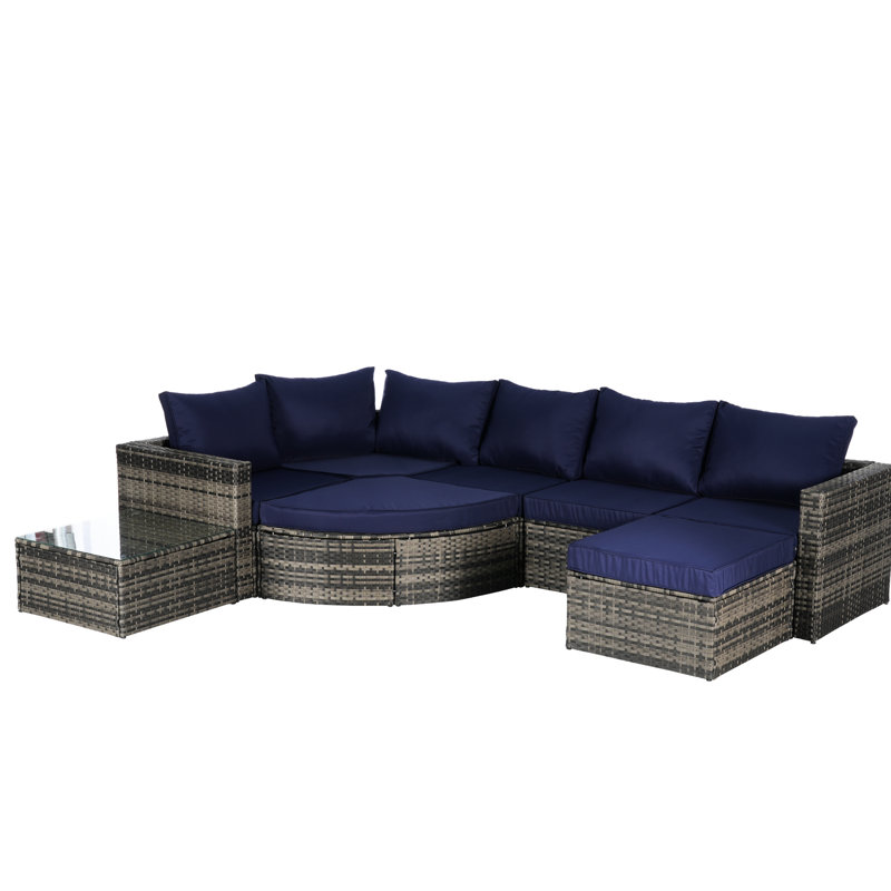 8 conversation de patio - Canapé modulaire avec tissus et coussins incurvés à structure métallique stable pour une utilisation extérieure
