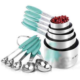 Ensemble de 10 tasses et cuillères à mesurer en acier inoxydable U-Taste 18/8, ensemble de mesures de cuisson en métal pour cuisine