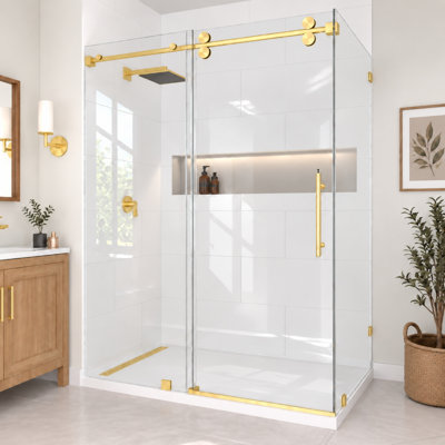 RadianceRP 45-48 in. W X 36 in. D X 76 in. H Sliding Frameless Corner Shower Enclosure with 3/8" (10mm) Clear Glass