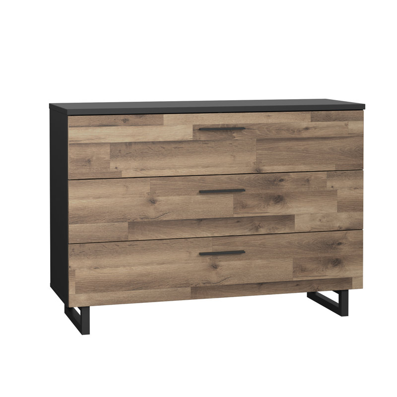 Sirius Black 120.1cm W 3 - Drawer Chest of Drawers, Black/Brown