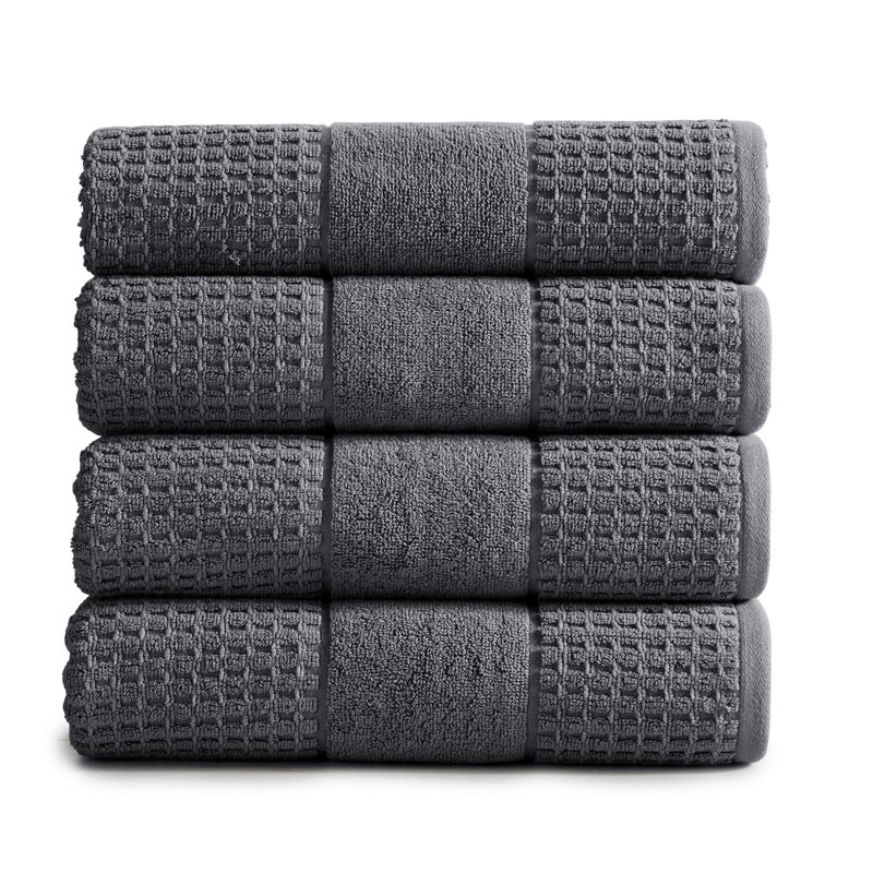 Aneko 4 Piece 100% Cotton Towel Set, Dark Gray