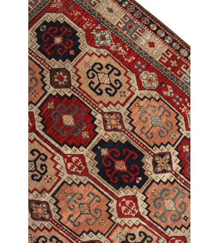 Rug & Kilim’S Tribal Rug In Red And Pink All Over Geometric Pattern, Square 4'