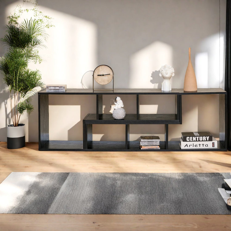 Meuble télé extensible et centres de divertissement, MDF noir, rangement pour la maison moderne