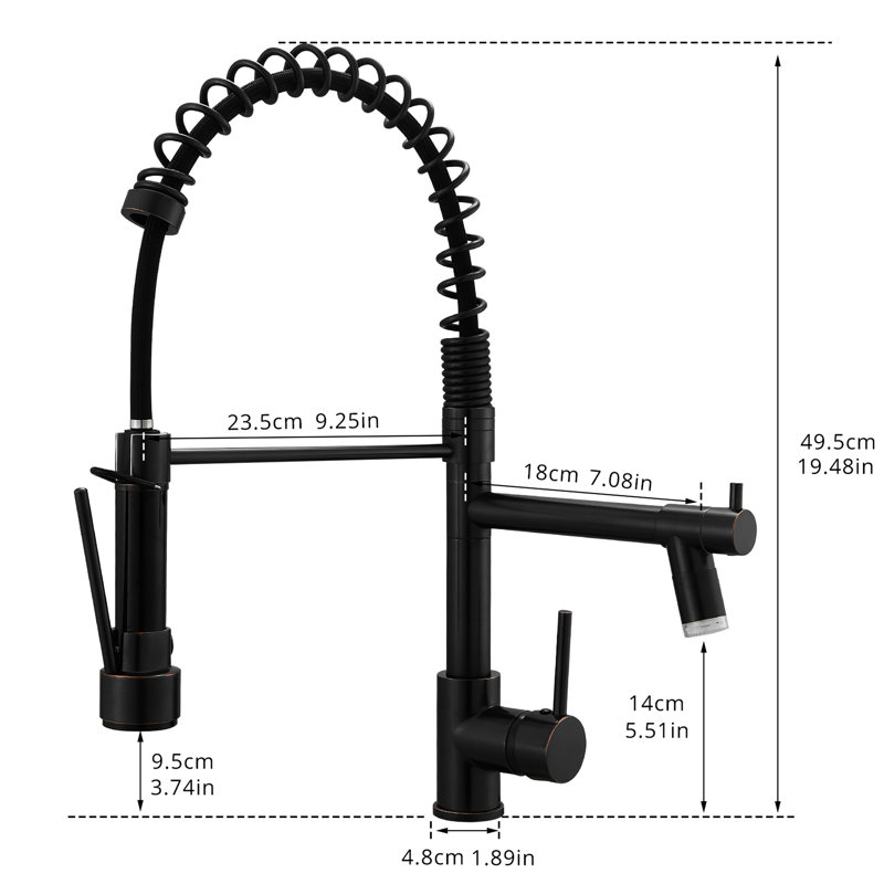 Robinet de cuisine rétractable en bronze huilé, poignée simple, robinet en céramique, robinet moderne, luminaire contemporain