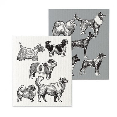 Ensemble de 2 débarbouillettes croquis de chien